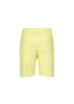 A detail shot of the HOMME PLISSÉ ISSEY MIYAKE LACE GRID PLEATS pants.