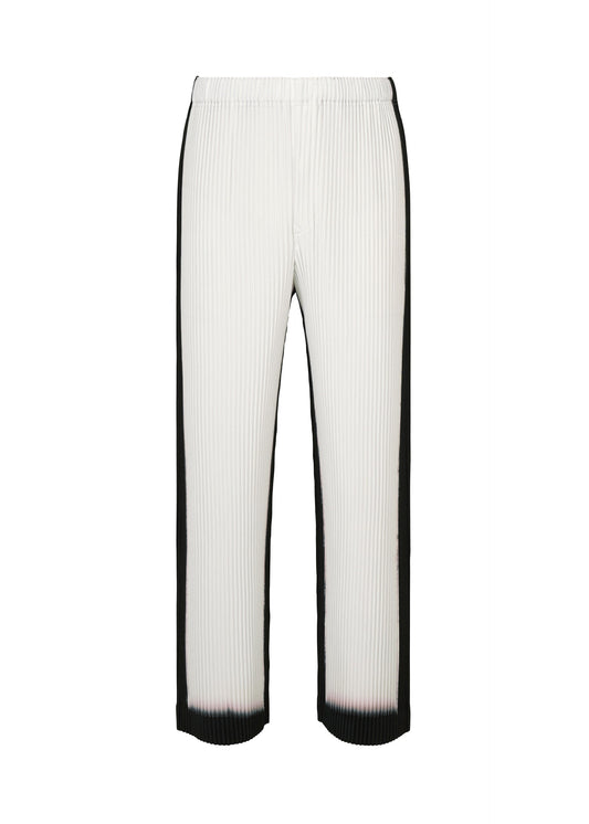 A product shot of the HOMME PLISSÉ ISSEY MIYAKE FRAMEWORK : CHUSEN trousers in white.