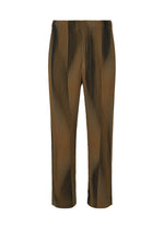 A product shot of the HOMME PLISSÉ ISSEY MIYAKE BLEND OF LIGHTS trousers in brown.
