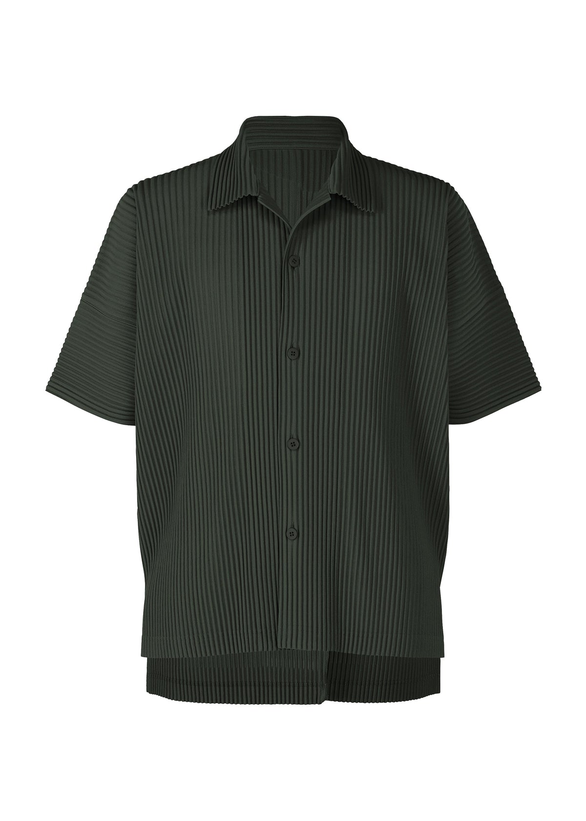 A product shot of the HOMME PLISSÉ ISSEY MIYAKE MONTHLY COLORS : AUGUST shirt in inky gray.