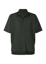 A product shot of the HOMME PLISSÉ ISSEY MIYAKE MONTHLY COLORS : AUGUST shirt in inky gray.