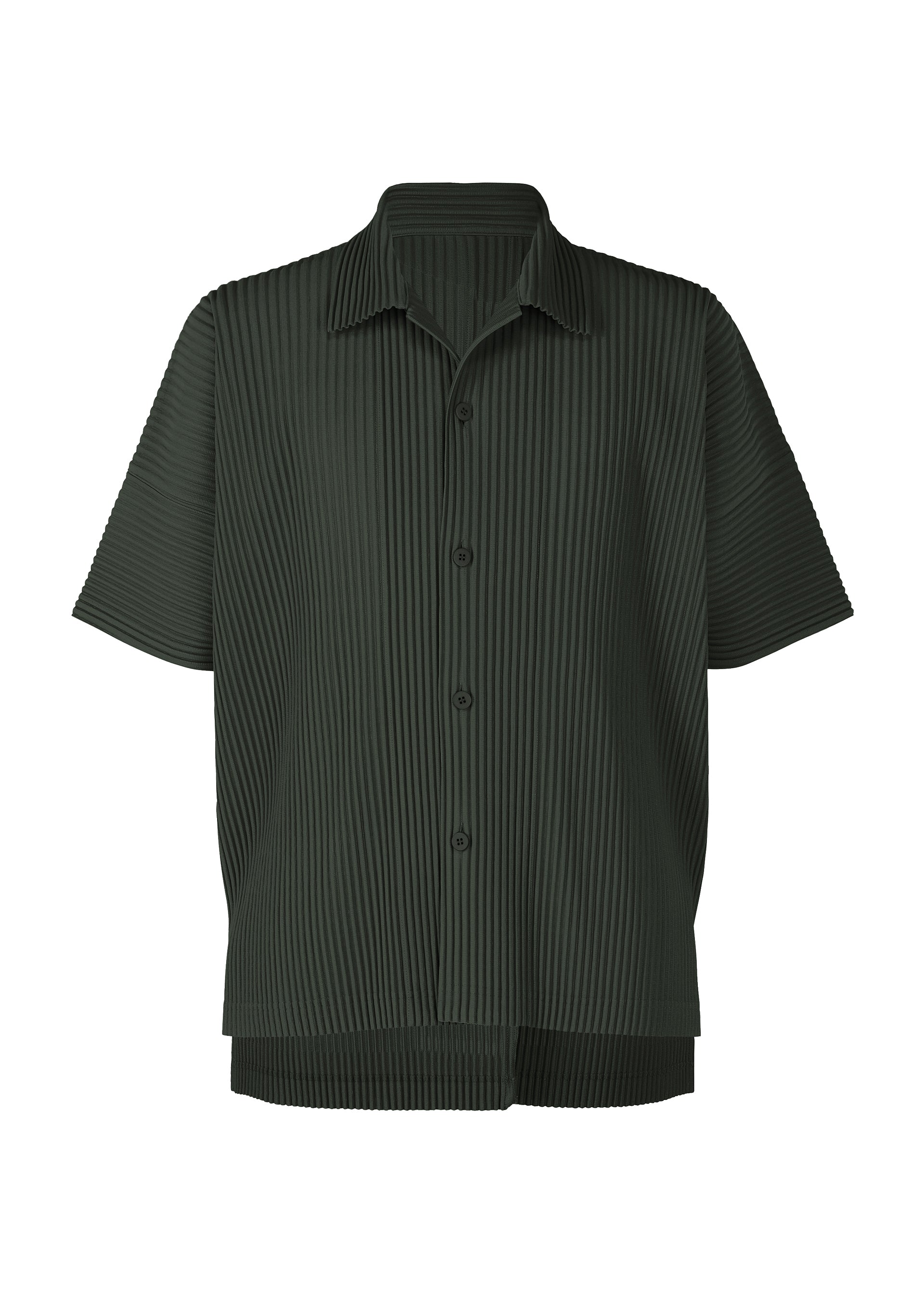 A product shot of the HOMME PLISSÉ ISSEY MIYAKE MONTHLY COLORS : AUGUST shirt in inky gray.