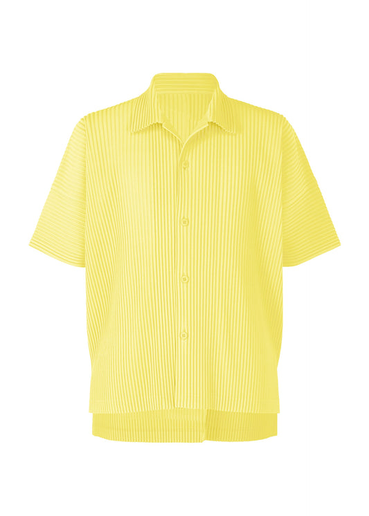 A product shot of the HOMME PLISSÉ ISSEY MIYAKE MONTHLY COLORS : AUGUST shirt in shine yellow.