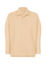 A product shot of the HOMME PLISSÉ ISSEY MIYAKE MONTHLY COLORS : OCTOBER shirt in glow cream.
