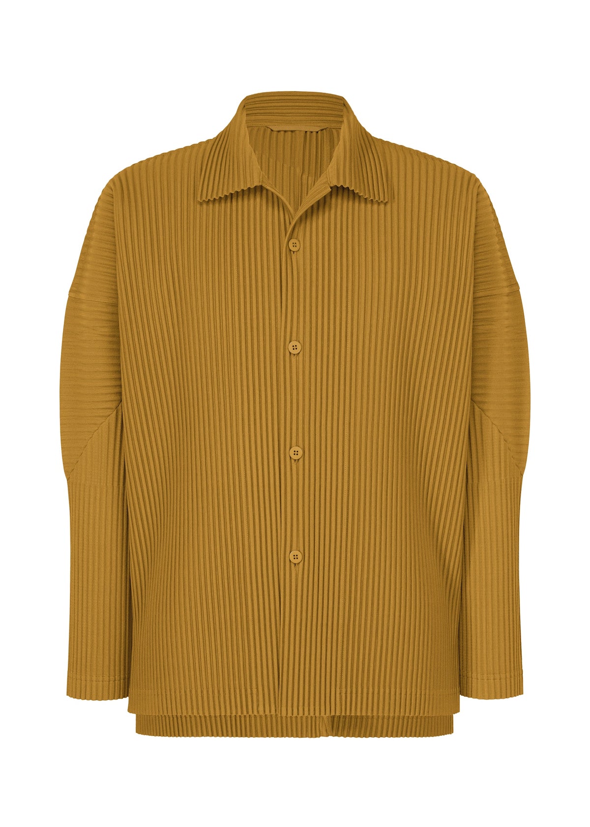 A product shot of the HOMME PLISSÉ ISSEY MIYAKE MONTHLY COLORS : OCTOBER shirt in shade dandelion.