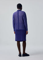 A model wears the HOMME PLISSÉ ISSEY MIYAKE RUSTIC MESH rustic-mesh-shirt-ivory-1.