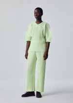 A model wears the HOMME PLISSÉ ISSEY MIYAKE MONTHLY COLORS : JULY monthly-colors-july-t-shirt-shade-greyish-brown-1.