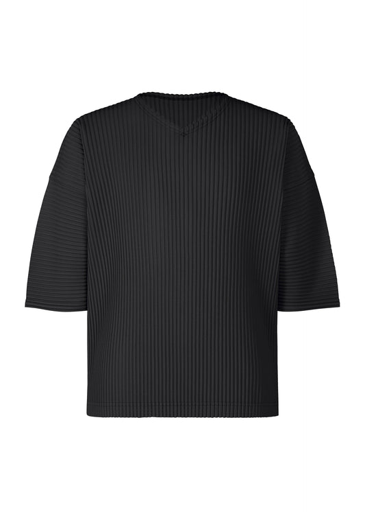 A product shot of the HOMME PLISSÉ ISSEY MIYAKE MONTHLY COLORS : JULY t-shirt in black.
