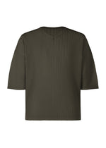 A product shot of the HOMME PLISSÉ ISSEY MIYAKE MONTHLY COLORS : JULY t-shirt in shade grayish brown.