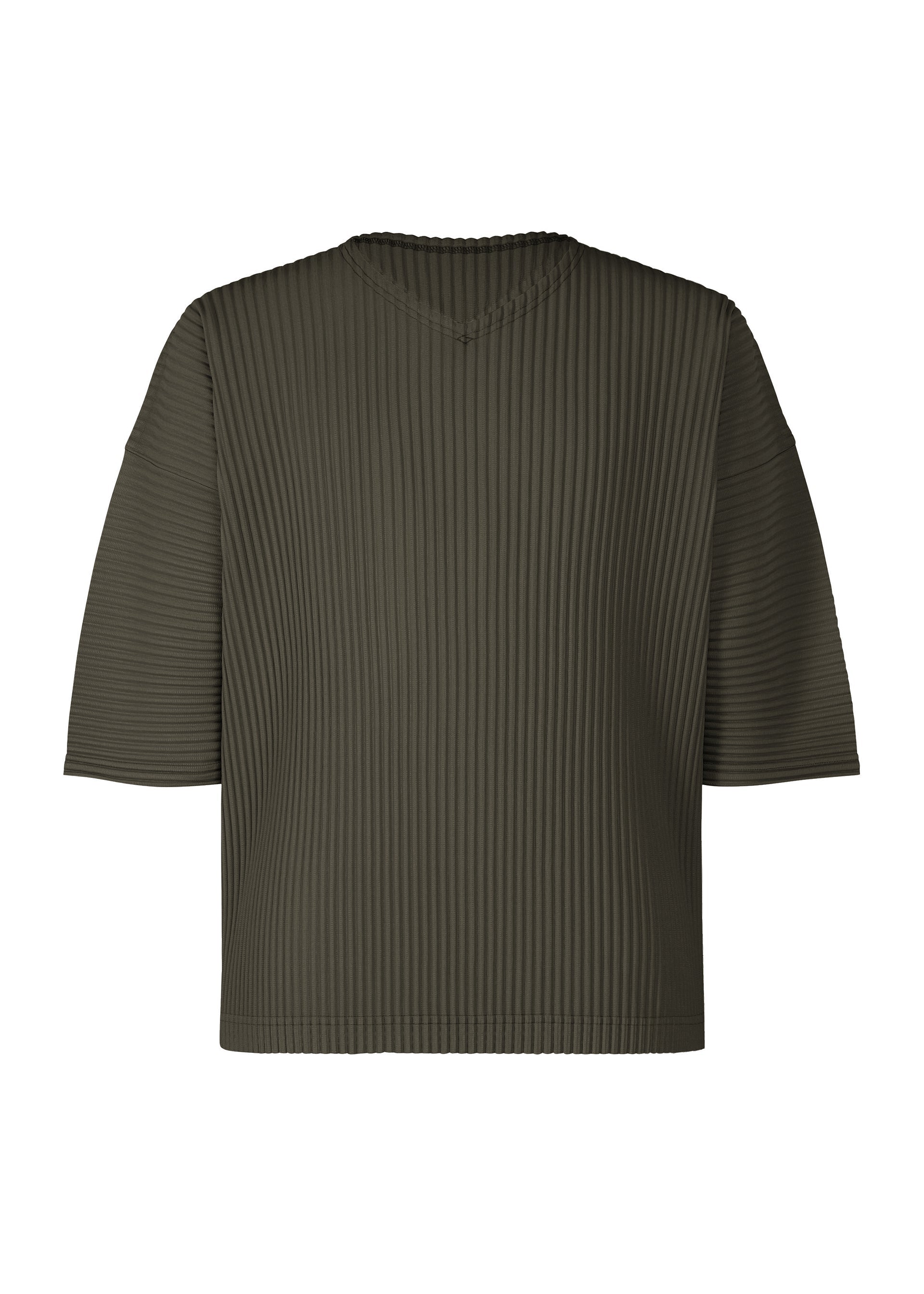 A product shot of the HOMME PLISSÉ ISSEY MIYAKE MONTHLY COLORS : JULY t-shirt in shade grayish brown.