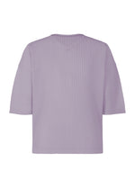 A product shot of the HOMME PLISSÉ ISSEY MIYAKE MONTHLY COLORS : JULY t-shirt in gloom purple.