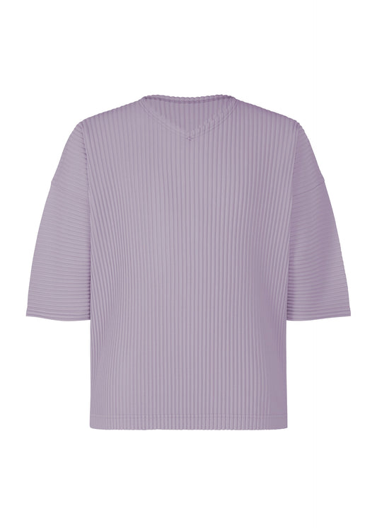 A product shot of the HOMME PLISSÉ ISSEY MIYAKE MONTHLY COLORS : JULY t-shirt in gloom purple.