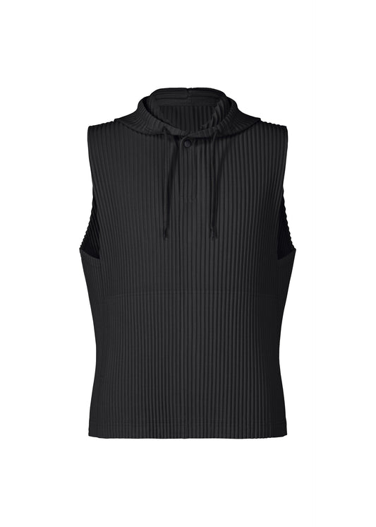 A product shot of the HOMME PLISSÉ ISSEY MIYAKE MONTHLY COLORS : SEPTEMBER t-shirt in black.