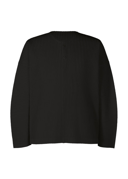 A product shot of the HOMME PLISSÉ ISSEY MIYAKE MONTHLY COLORS : SEPTEMBER t-shirt in black.