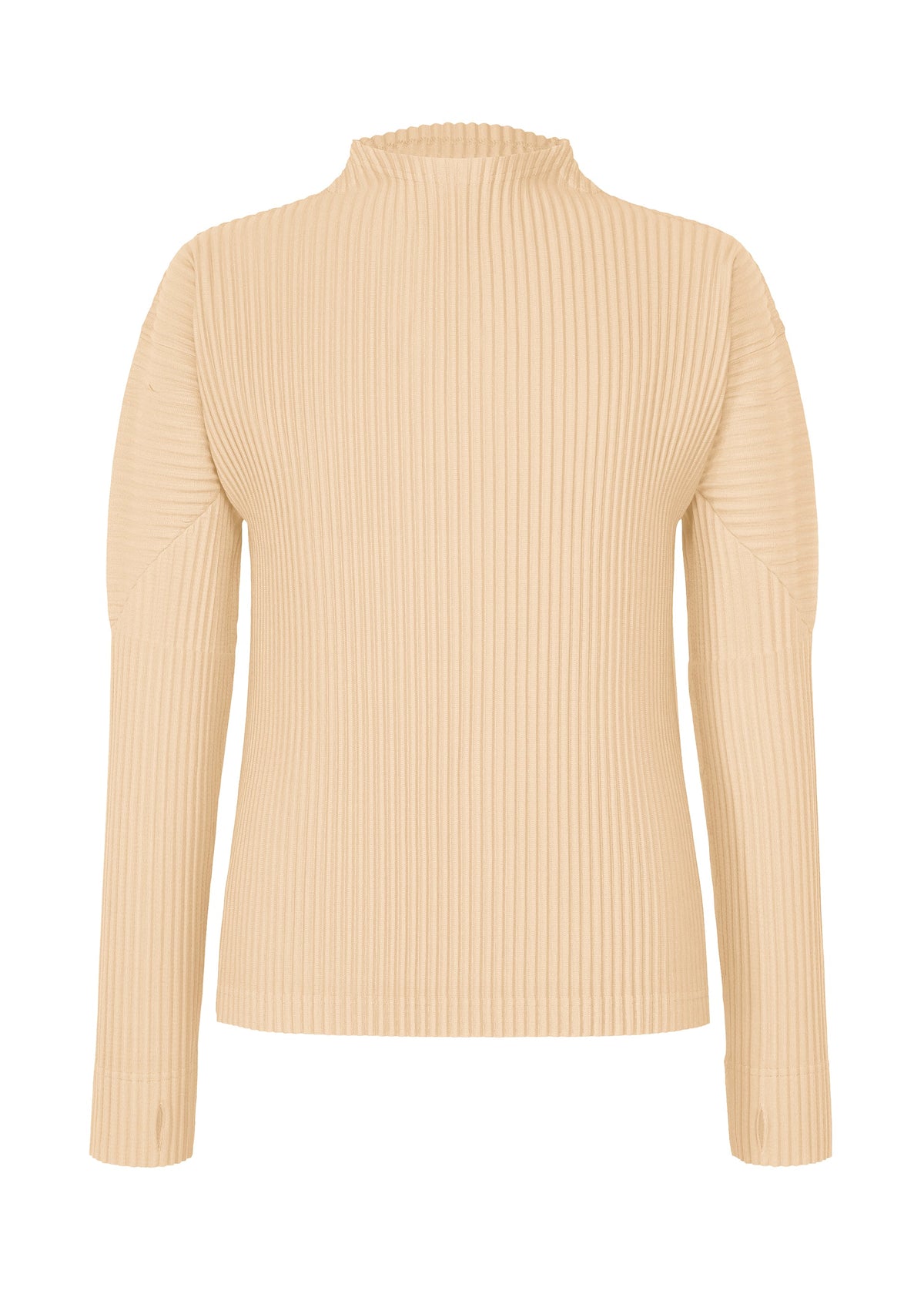 A product shot of the HOMME PLISSÉ ISSEY MIYAKE MONTHLY COLORS : OCTOBER shirt in glow cream.