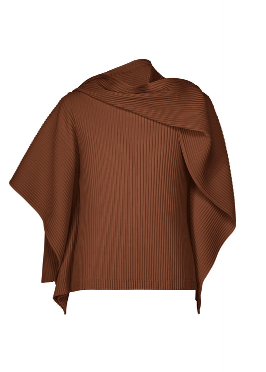 A product shot of the HOMME PLISSÉ ISSEY MIYAKE MOTION BLUR t-shirt in darkside brown.