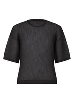 A product shot of the HOMME PLISSÉ ISSEY MIYAKE RUSTIC MESH t-shirt in black.