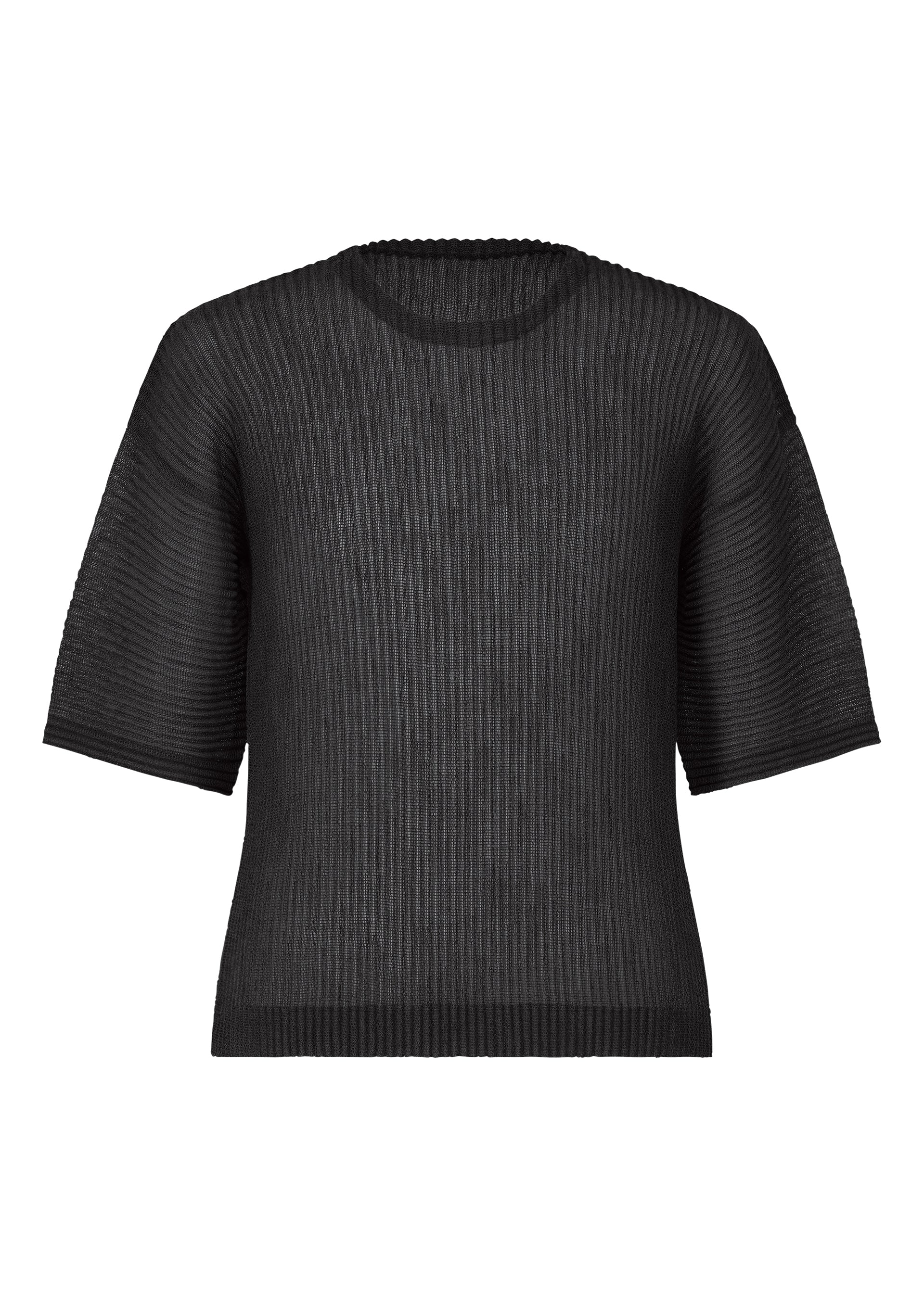 A product shot of the HOMME PLISSÉ ISSEY MIYAKE RUSTIC MESH t-shirt in black.