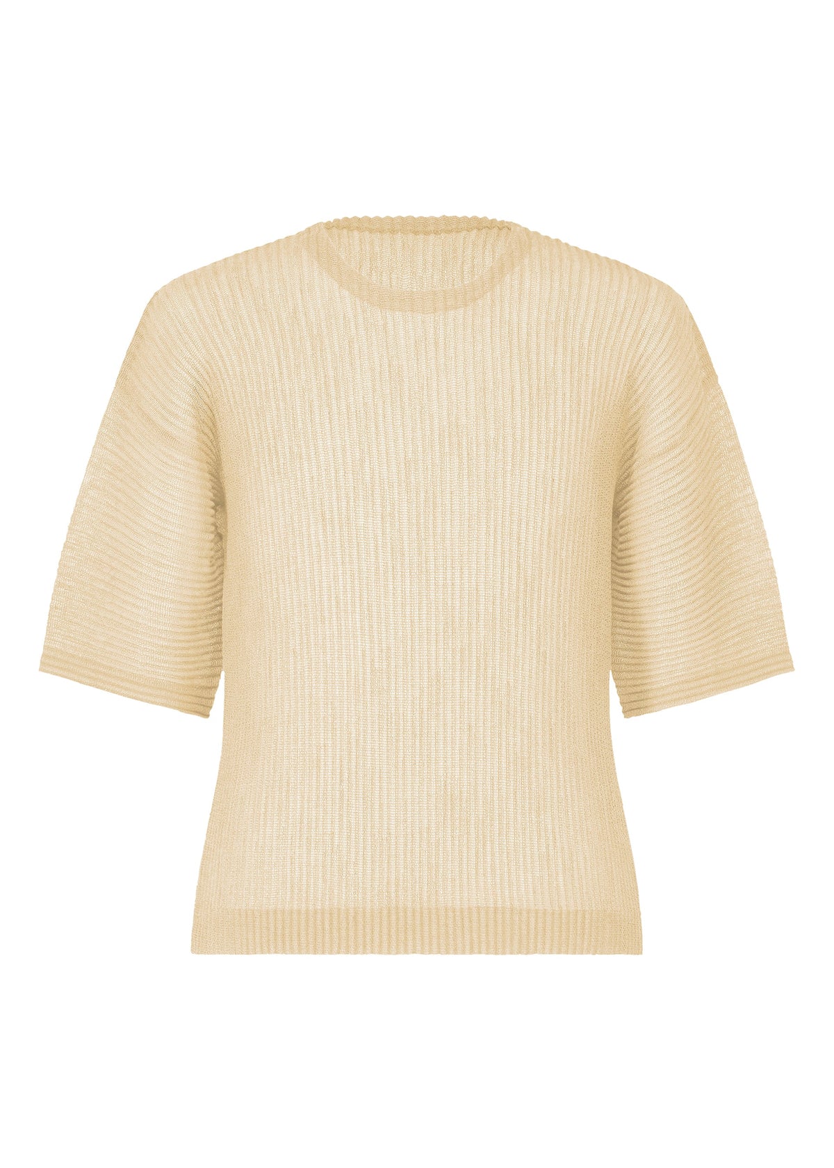 A product shot of the HOMME PLISSÉ ISSEY MIYAKE RUSTIC MESH t-shirt in ivory.