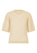 A product shot of the HOMME PLISSÉ ISSEY MIYAKE RUSTIC MESH t-shirt in ivory.
