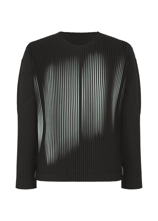 A product shot of the HOMME PLISSÉ ISSEY MIYAKE IN THE SHADOW shirt in shadow black.
