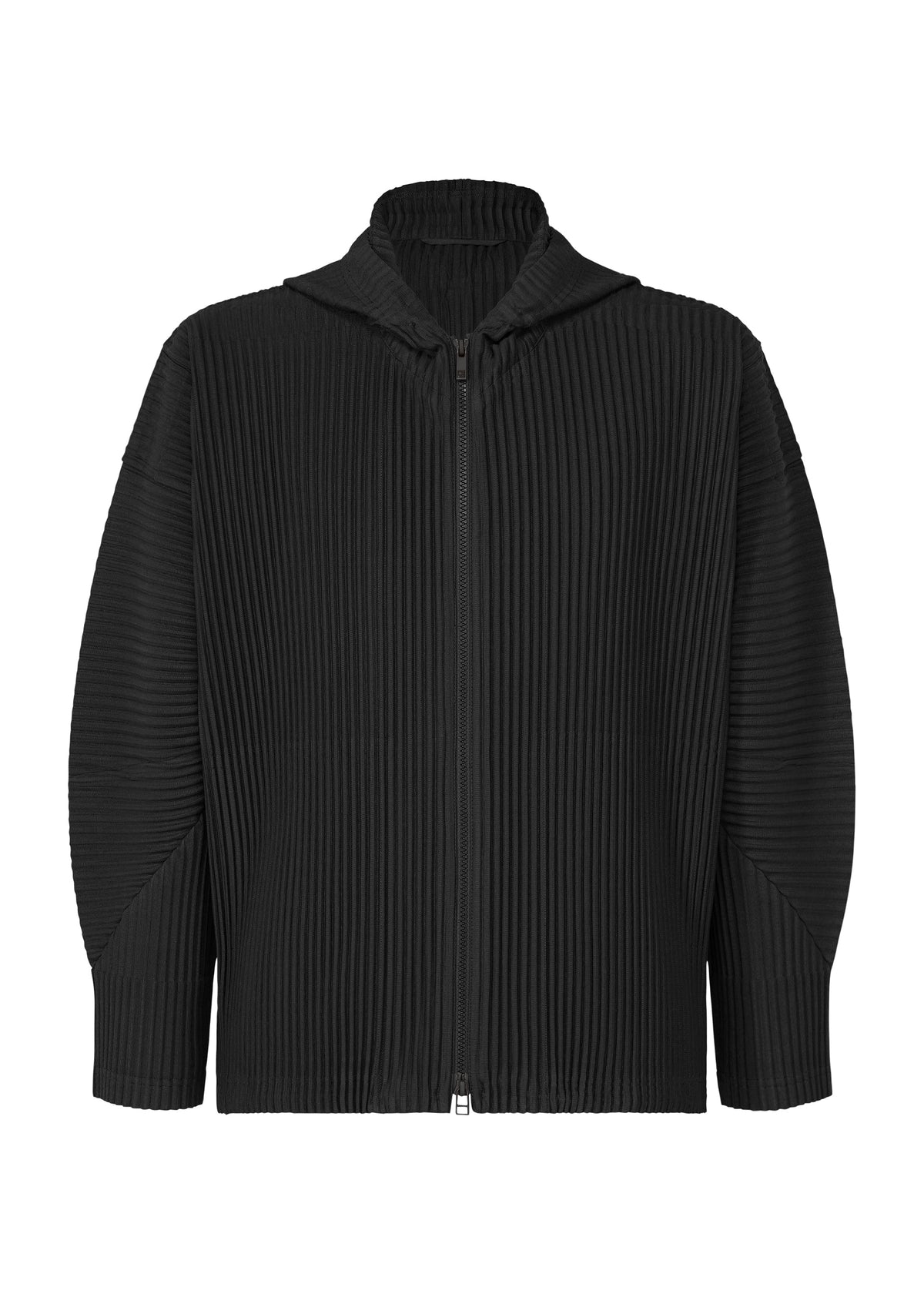 A product shot of the HOMME PLISSÉ ISSEY MIYAKE MONTHLY COLORS : JULY blouson in black.