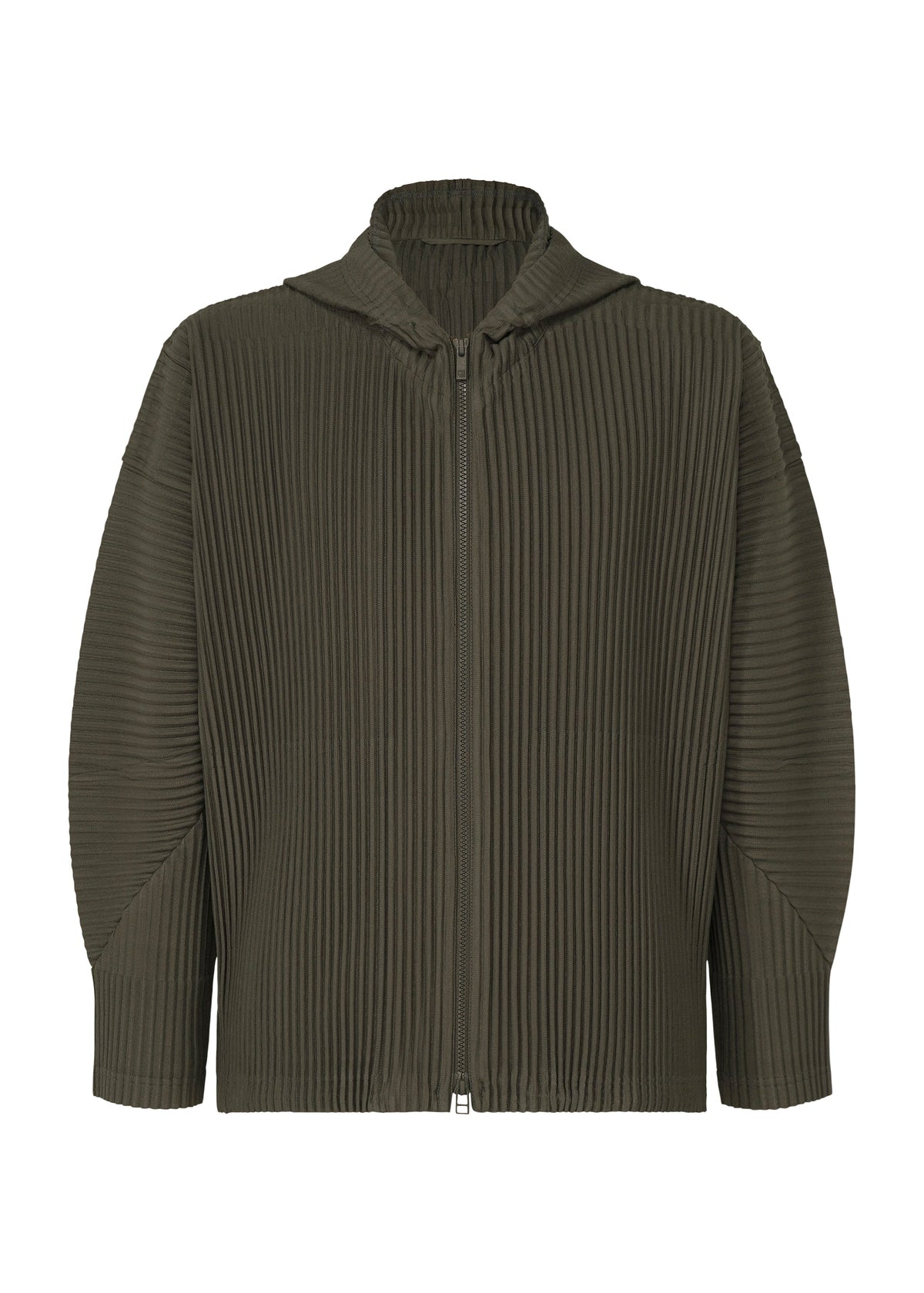 A product shot of the HOMME PLISSÉ ISSEY MIYAKE MONTHLY COLORS : JULY blouson in shade grayish brown.