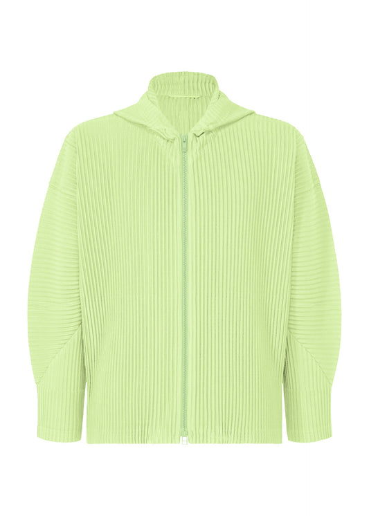 A product shot of the HOMME PLISSÉ ISSEY MIYAKE MONTHLY COLORS : JULY blouson in shine green.