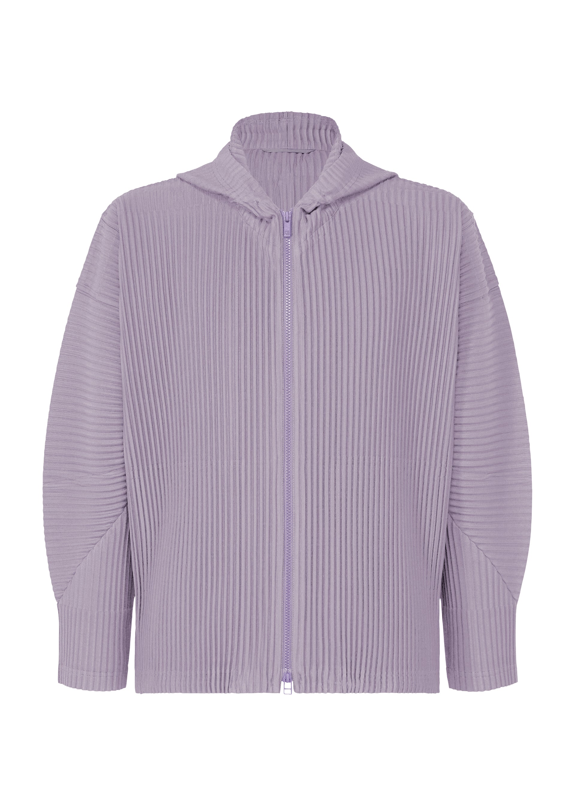 A product shot of the HOMME PLISSÉ ISSEY MIYAKE MONTHLY COLORS : JULY blouson in gloom purple.