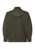 A detail shot of the HOMME PLISSÉ ISSEY MIYAKE MONTHLY COLORS : JULY blouson.