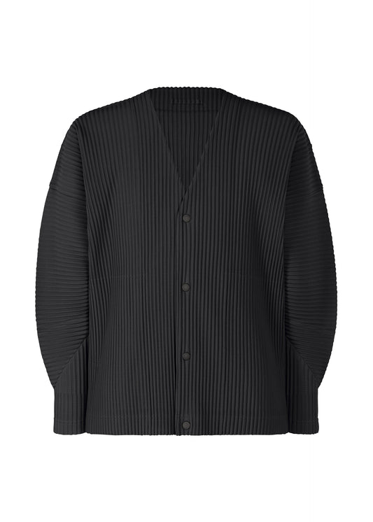 A product shot of the HOMME PLISSÉ ISSEY MIYAKE MONTHLY COLORS : SEPTEMBER blouson in black.