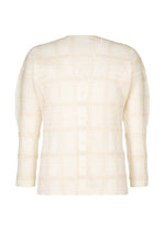 A product shot of the HOMME PLISSÉ ISSEY MIYAKE LACE GRID PLEATS blouson in white.
