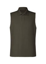 A product shot of the HOMME PLISSÉ ISSEY MIYAKE MONTHLY COLORS : JULY polo shirt in shade grayish brown.