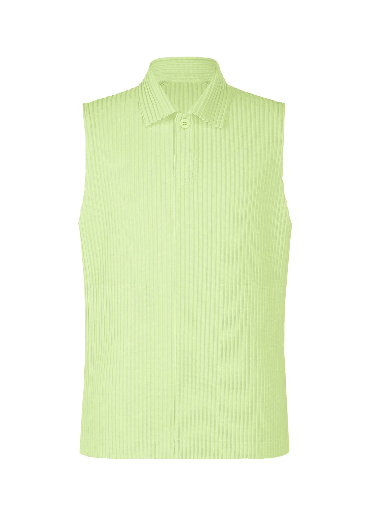 A product shot of the HOMME PLISSÉ ISSEY MIYAKE MONTHLY COLORS : JULY polo shirt in shine green.