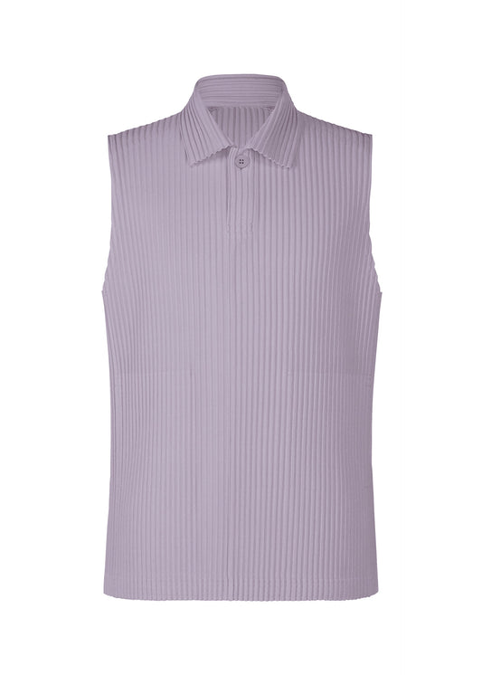 A product shot of the HOMME PLISSÉ ISSEY MIYAKE MONTHLY COLORS : JULY polo shirt in gloom purple.