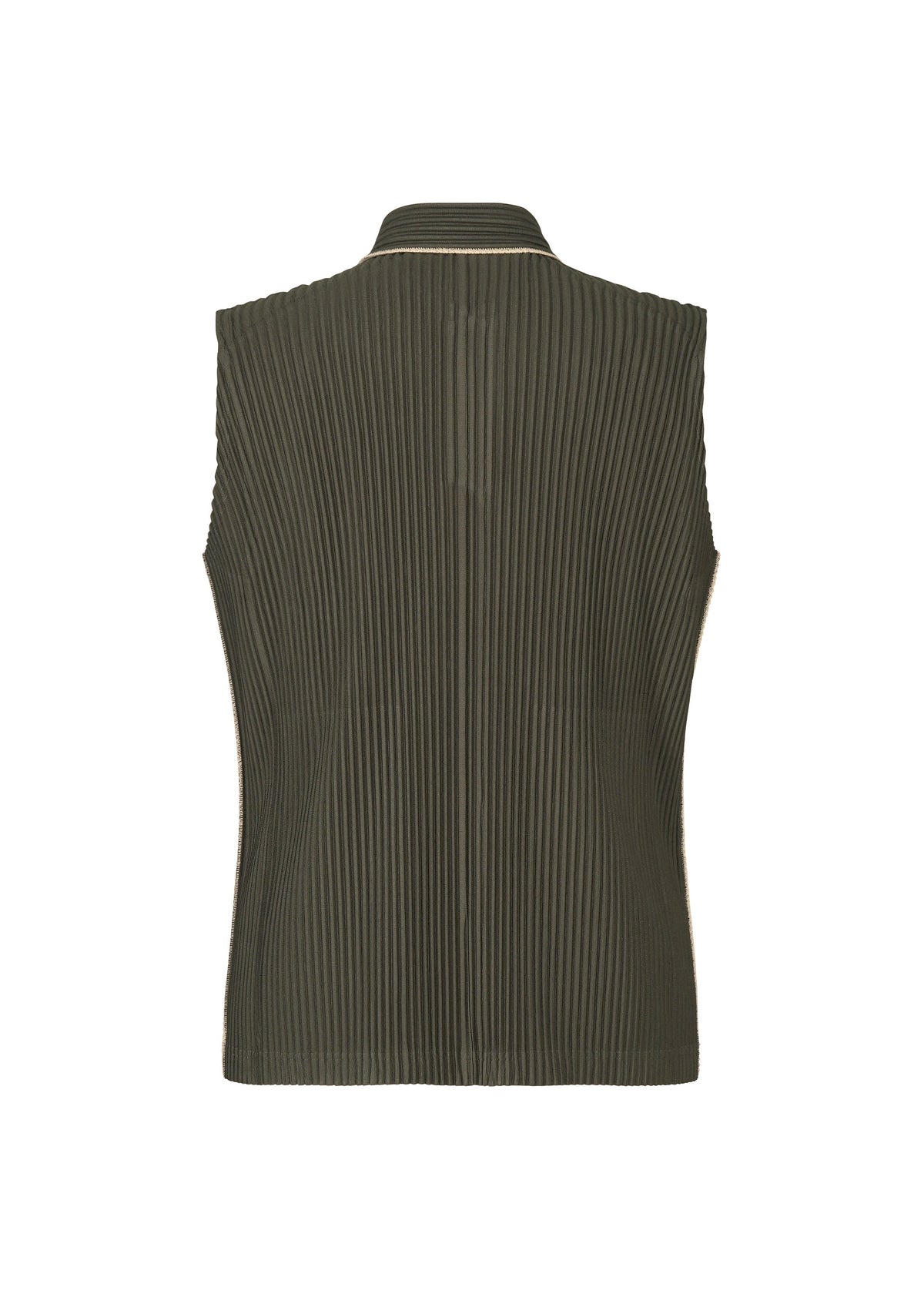 A detail shot of the HOMME PLISSÉ ISSEY MIYAKE EMBROIDERY STRIPES vest.