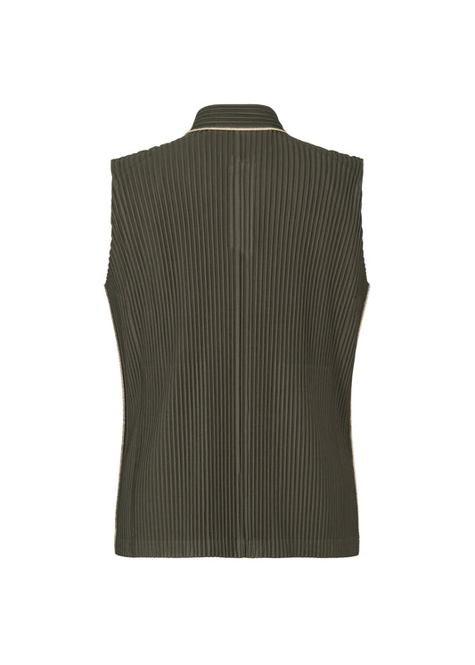 A detail shot of the HOMME PLISSÉ ISSEY MIYAKE EMBROIDERY STRIPES vest.