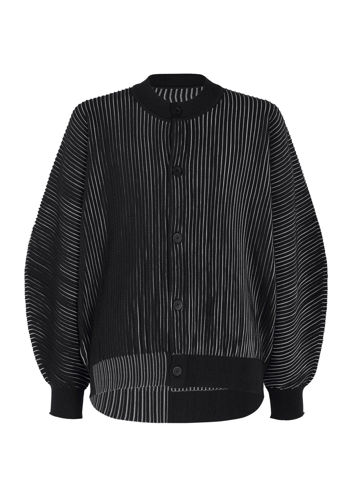 A product shot of the HOMME PLISSÉ ISSEY MIYAKE IN THE SHADOW KNIT knit in black.