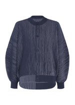 A product shot of the HOMME PLISSÉ ISSEY MIYAKE IN THE SHADOW KNIT knit in blue.
