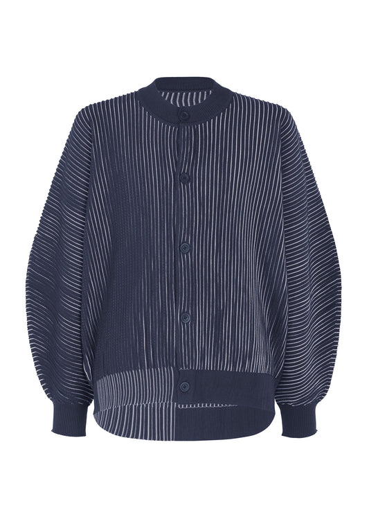 A product shot of the HOMME PLISSÉ ISSEY MIYAKE IN THE SHADOW KNIT knit in blue.