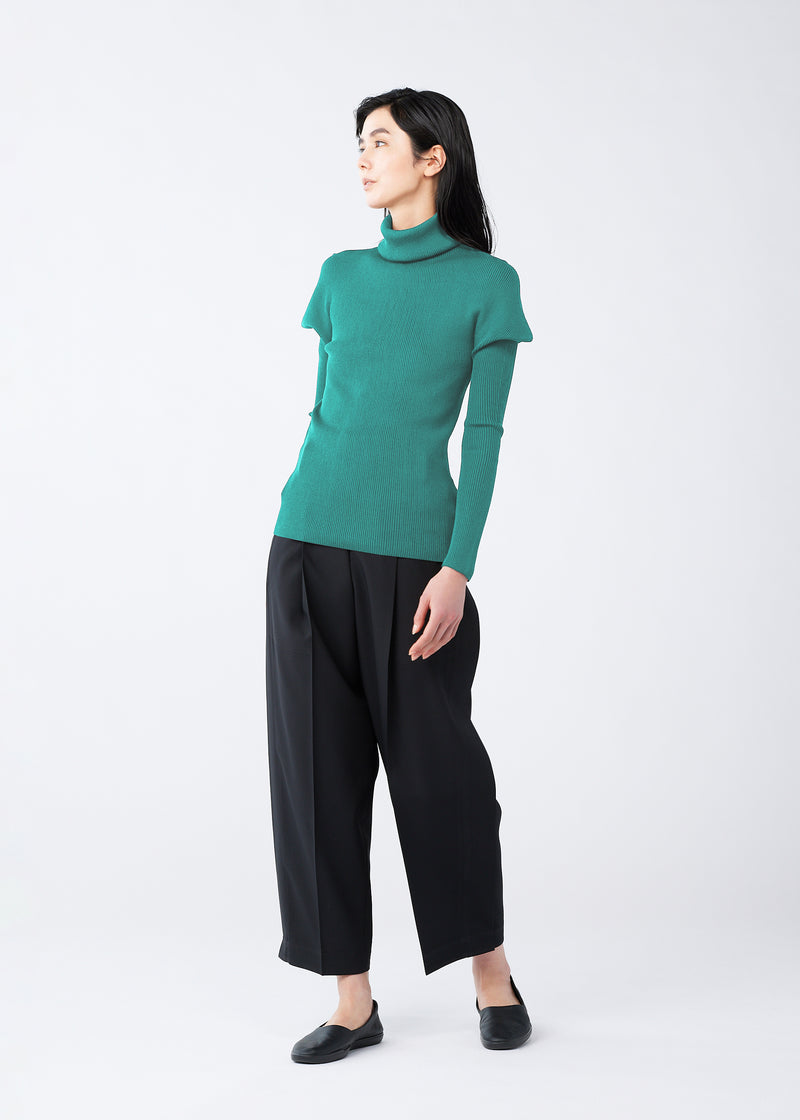 FLAT RIB KNIT Top Blue Green