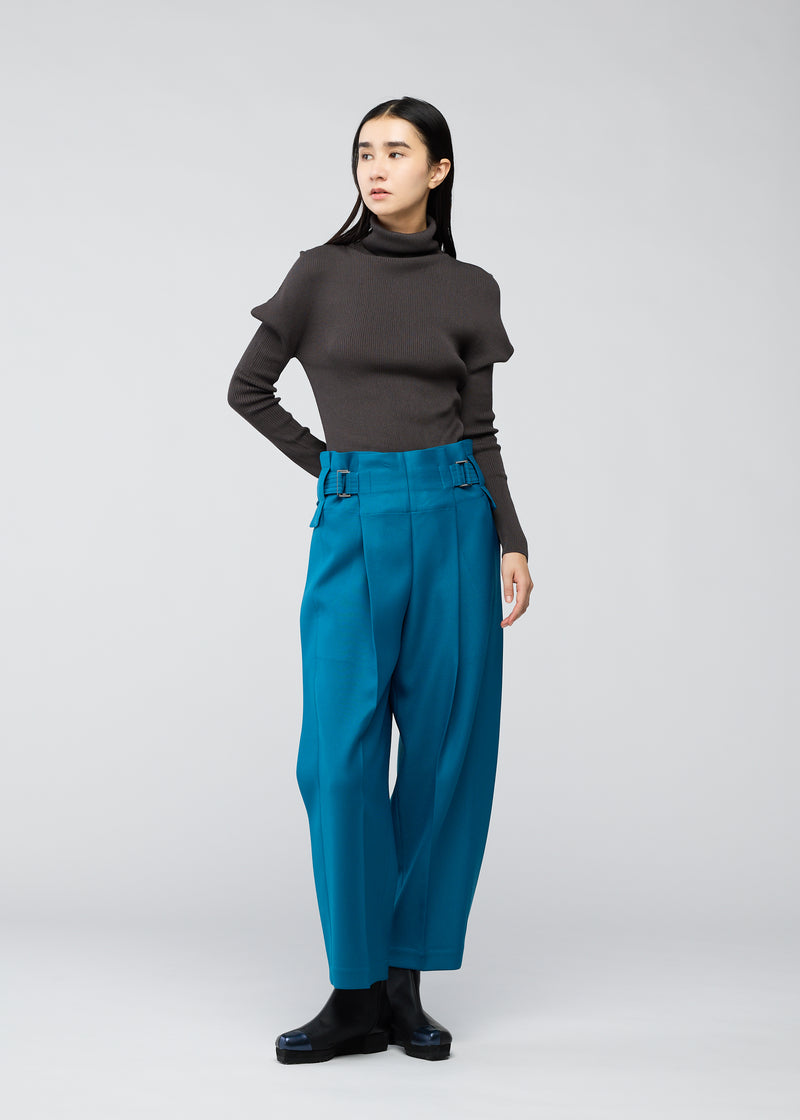 WOOL LIKE FLAT TUCK Trousers Dark Turquoise