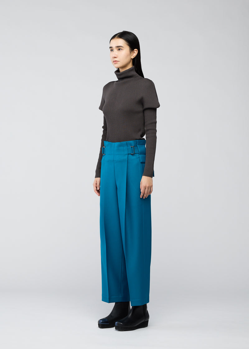 WOOL LIKE FLAT TUCK Trousers Dark Turquoise