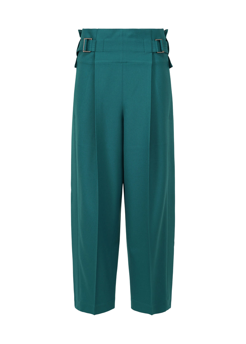 WOOL LIKE FLAT TUCK Trousers Dark Turquoise