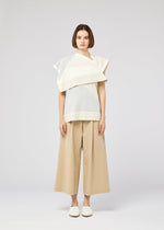 A model wears the 132 5. Issey Miyake FOLD RAMIE PRINT shirt.