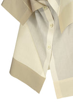 A detail shot of the 132 5. Issey Miyake FOLD RAMIE PRINT shirt.