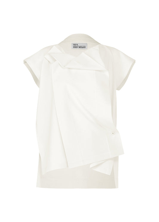 A product shot of the 132 5. ISSEY MIYAKE FLAT TUCK T shirt in white.