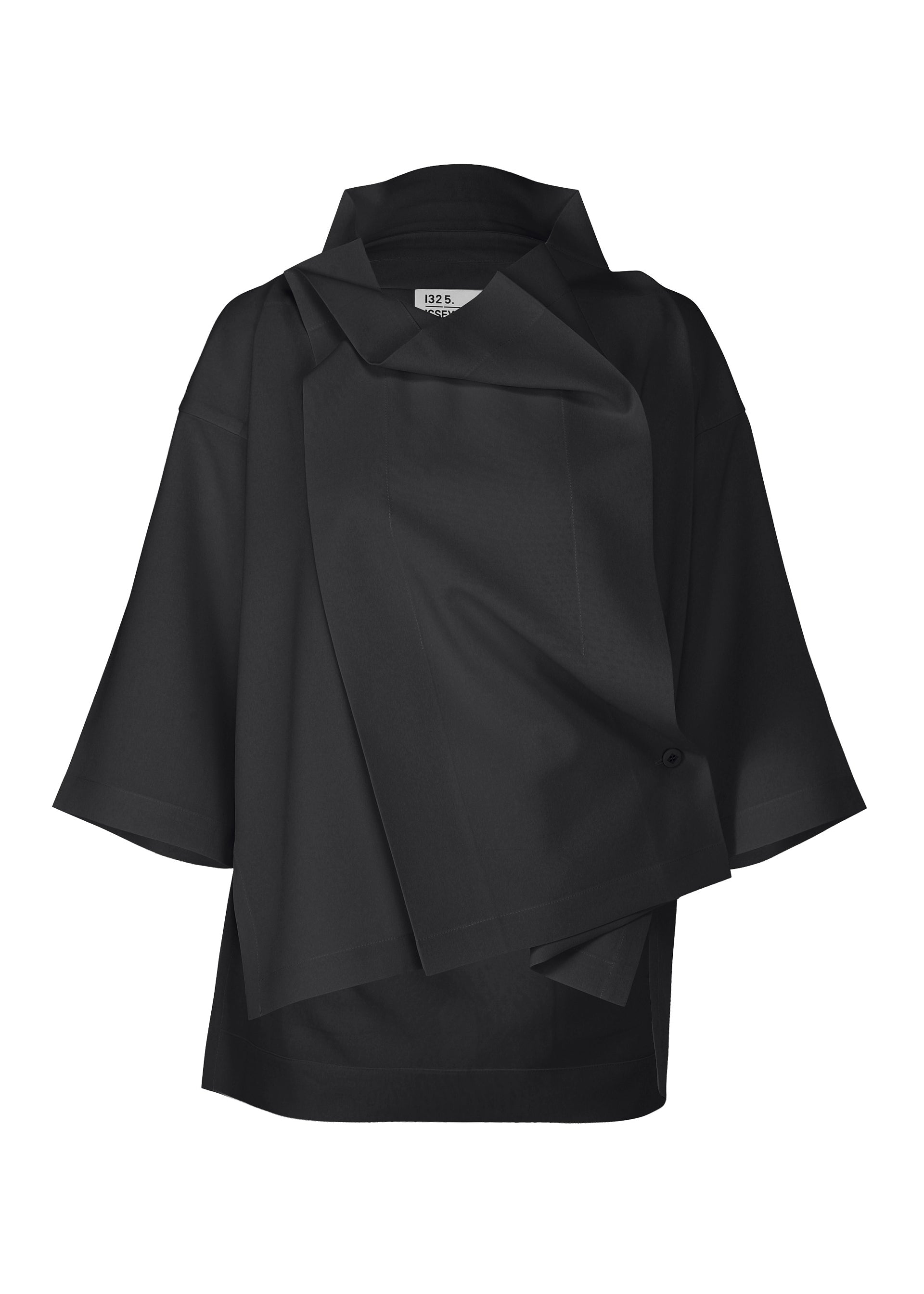 A product shot of the 132 5. ISSEY MIYAKE FLAT TUCK T shirt in black.