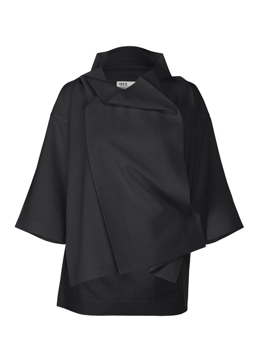 A product shot of the 132 5. ISSEY MIYAKE FLAT TUCK T shirt in black.