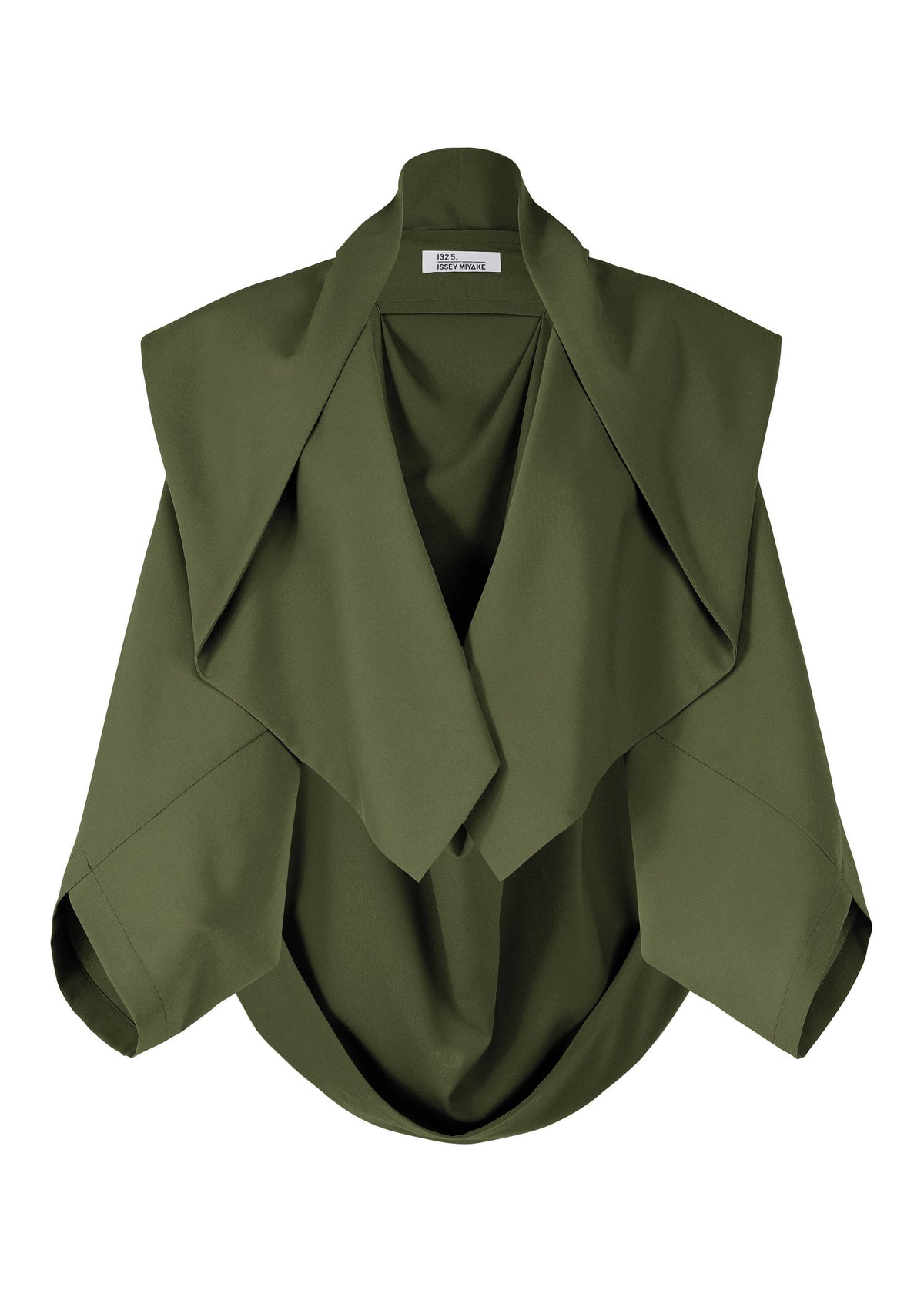 A product shot of the 132 5. Issey Miyake SEAMLESS cardigan in khaki (65), recurring_style.